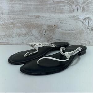 CONTESA By Italian Shoemakers White Thong Studded Sandals Size‎ 10 Made In Italy